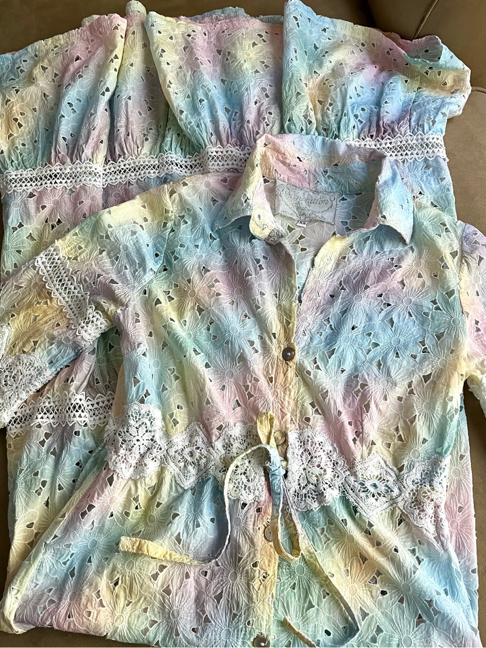 Temptation Positano Tie-Dye Eyelet Maxi Dress Size XS